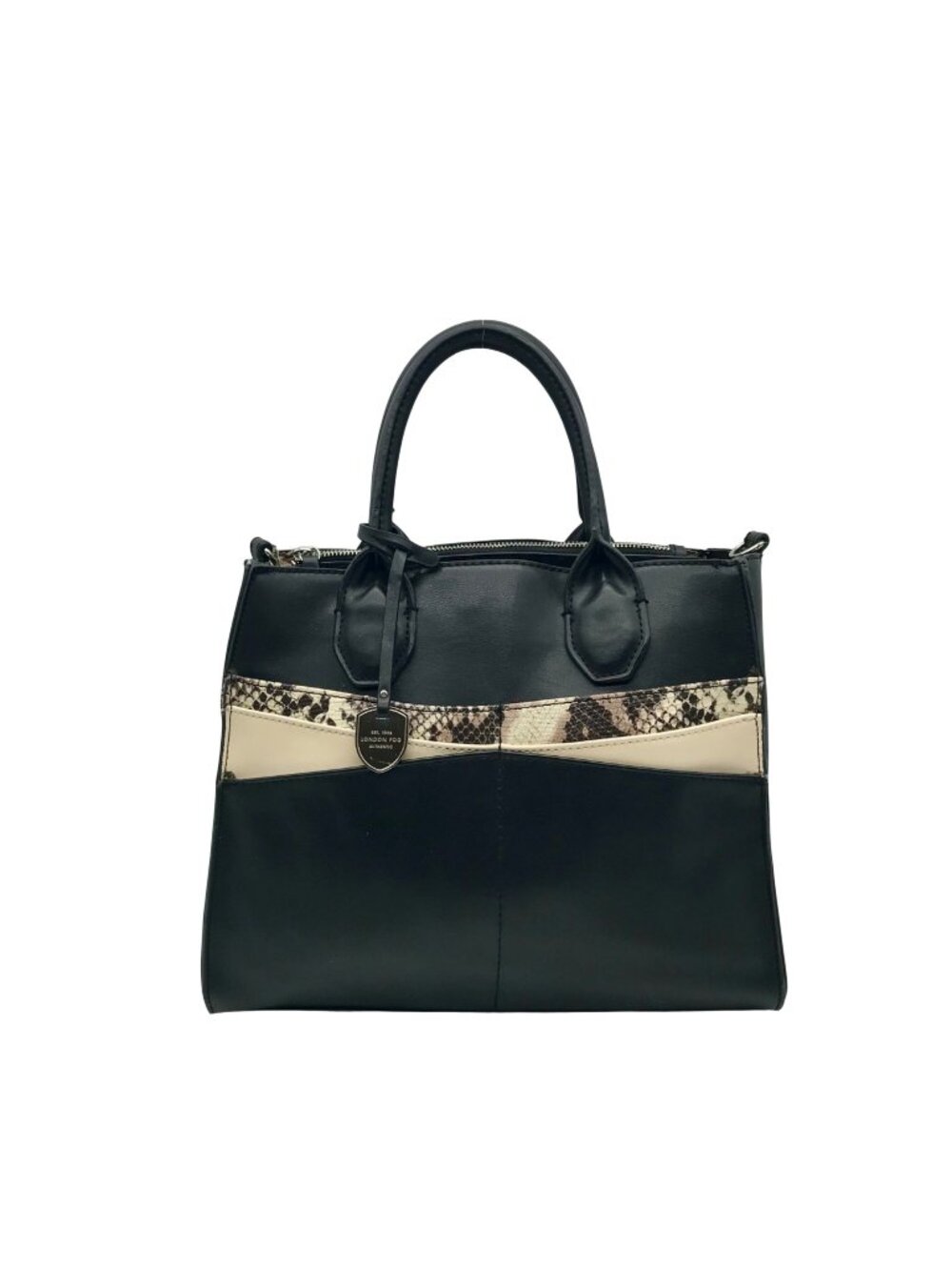 London Fog Black Colorblock Satchel Bag